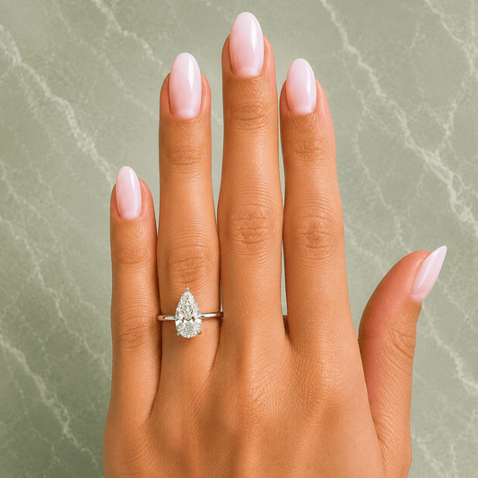 Amanda - Solitaire Cathedral Pear Shape Lab Grown Diamond Engagement Ring