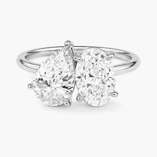 Clara - Oval and Pear Toi et Moi Lab Grown Diamond Engagement Ring Raphana Jewellery