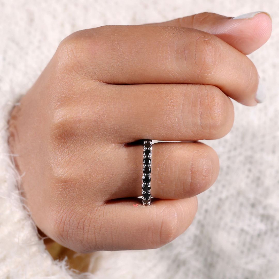 Moissanite eternity band for a stunning diamond band eternity ring look.
