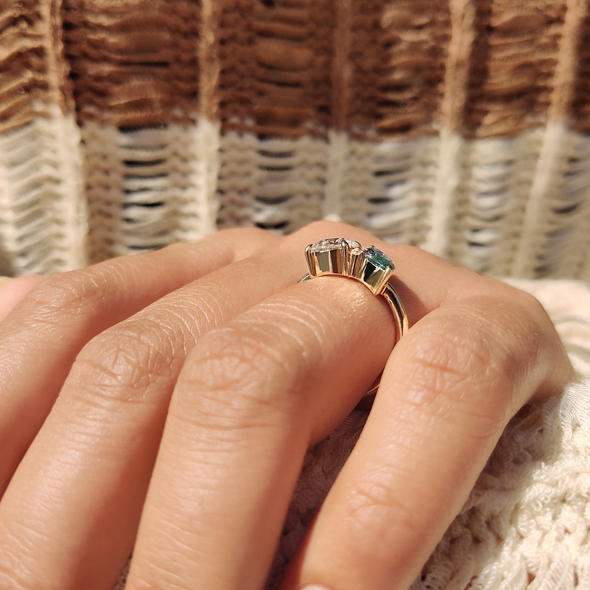 Florence Fleur - Three Stone Moissanite Ring In Marquise And Round Cut