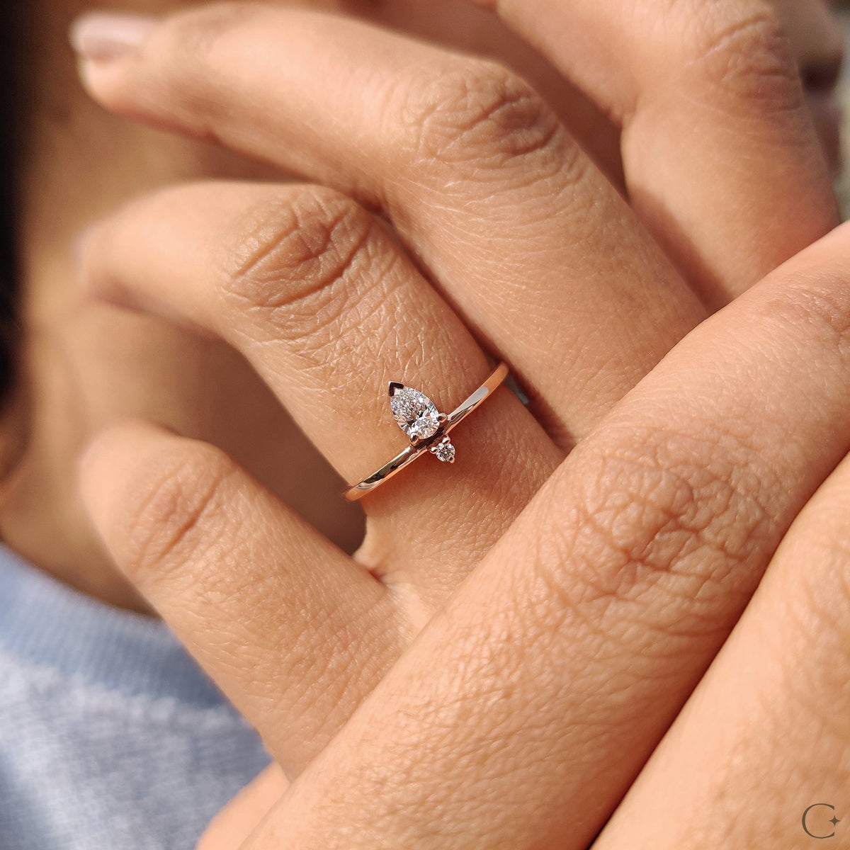 Anouk Jane - 2 Stone Engagement Ring With Pear and Round Diamond