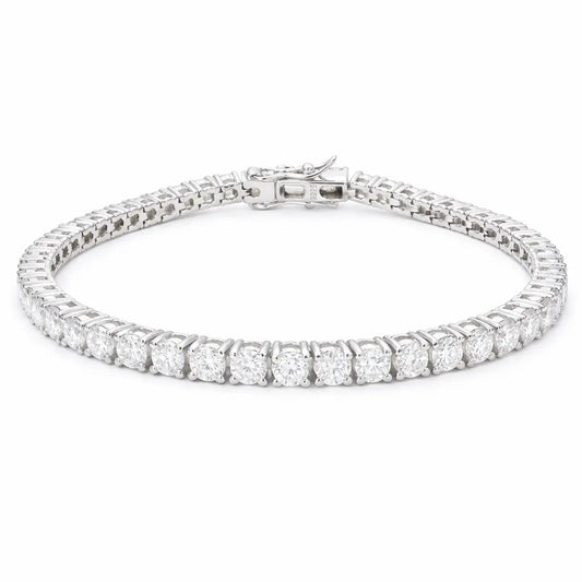 6 carat lab moissanite tennis bracelet with round cut stones in silver 925, 3mm width high luxury statement jewellery