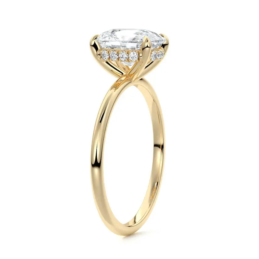 Cullen Melbourne Yellow Gold Engagement Ring - Cushion Hidden Halo.