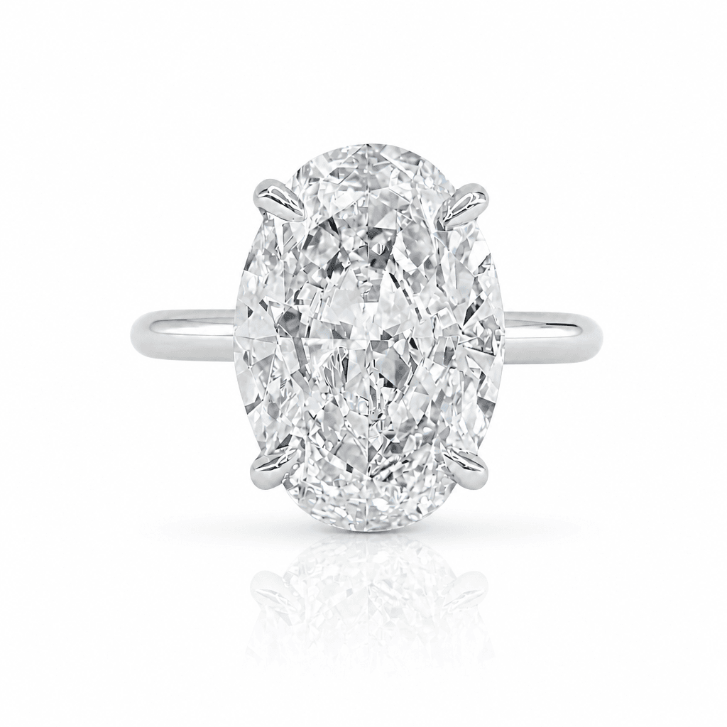 7 Carat Oval Solitaire Lab Grown Diamond Engagement Ring in Platinum