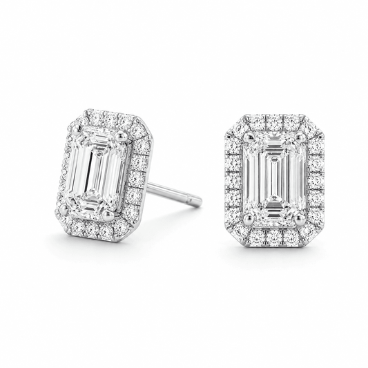 Olivia - Halo Emerald Cut Lab Grown Diamond Set
