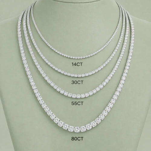 30 Carat Tennis Necklace - Lab Grown Moissanite Round Cut in Silver 925 Nura Lab