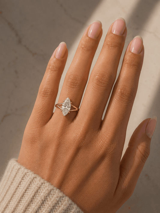 Sia - Marquise Solitaire Split Shank Engagement Ring