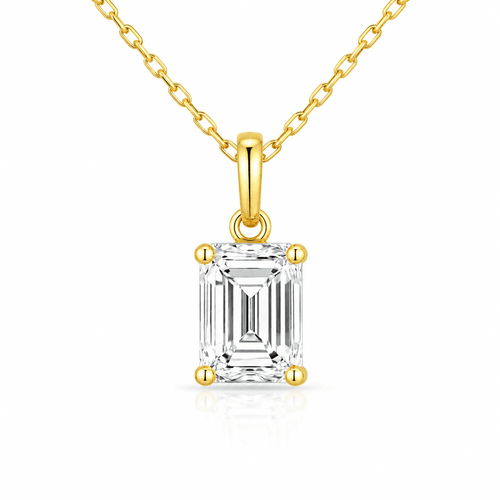Hale Emerald Cut Moissanite Pendant 14K Gold