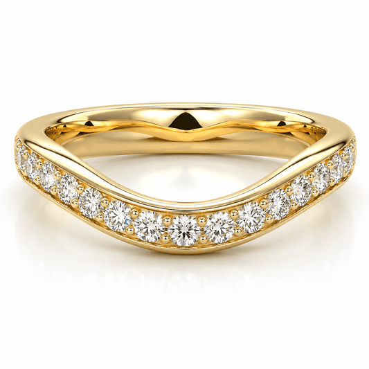 Angela - Pavé Curved Band Cut Lab Grown Diamond Wedding Ring