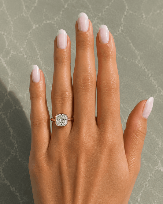 Amberly - Cushion Bezel Lab Grown Diamond Engagement Ring