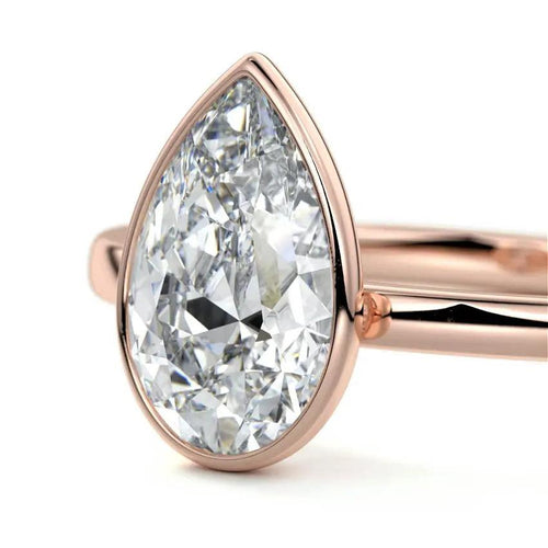 Katlyn - Pear Bezel Lab Grown Diamond Engagement Ring Raphana Jewellery