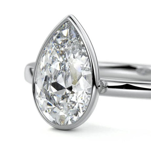 Katlyn - Pear Bezel Lab Grown Diamond Engagement Ring Raphana Jewellery