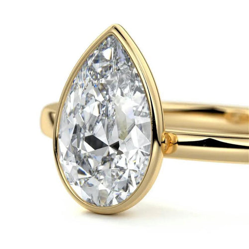 Katlyn - Pear Bezel Lab Grown Diamond Engagement Ring Raphana Jewellery