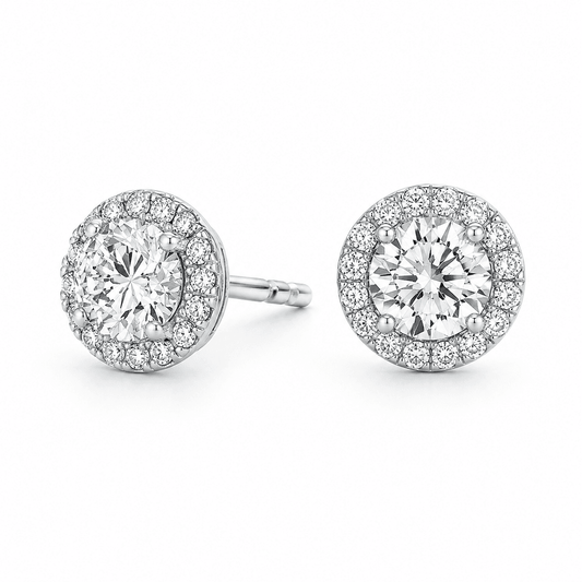 Joy - Halo Round Cut Lab Grown Diamond Stud Earrings