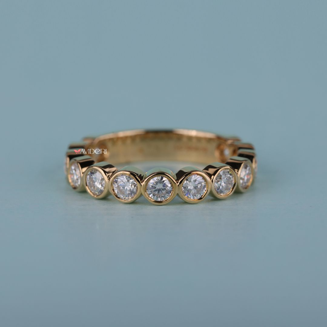 Lydia - Yellow Gold Wedding Ring with bezel style.