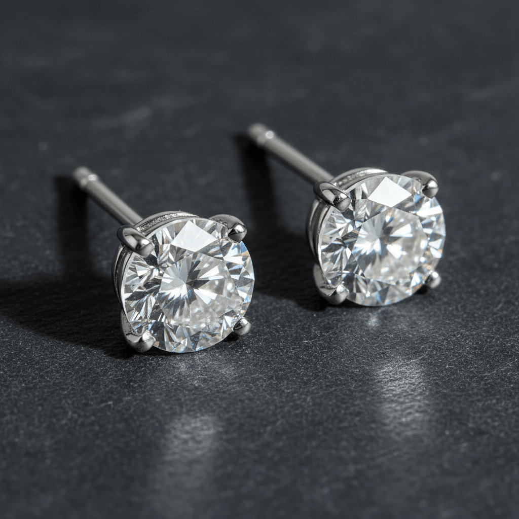 Nura Lab platinum 0.25ct lab grown diamond stud earrings on model in NZ