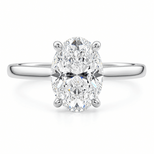 Lauren - Oval Cathedral Solitaire Lab Grown Diamond Engagement Ring