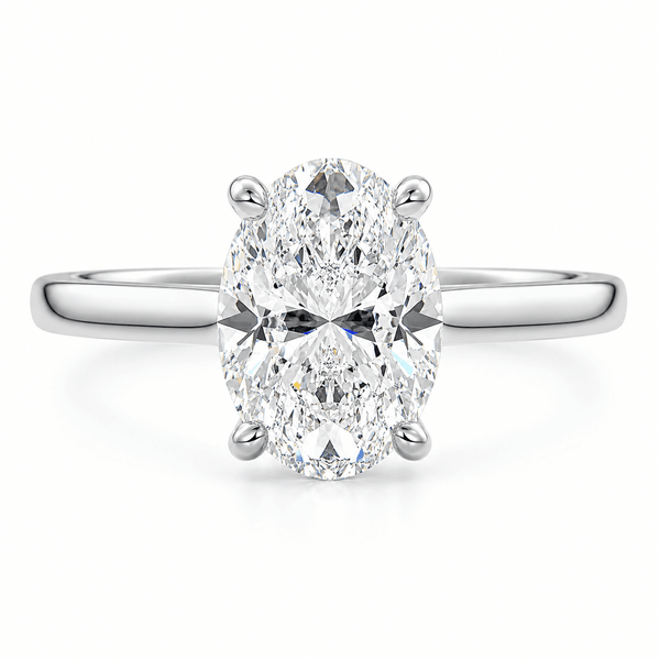 Lauren - Oval Cathedral Solitaire Lab Grown Diamond Engagement Ring