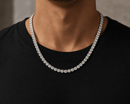 80 Carat Tennis Necklace - Lab Grown Moissanite Round Cut in Silver 925