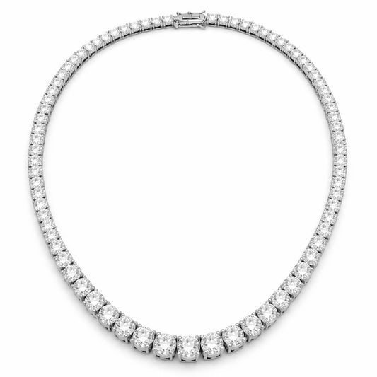 80 carat lab grown moissanite tennis necklace with round cut stones in silver 925, ultra luxury statement necklace