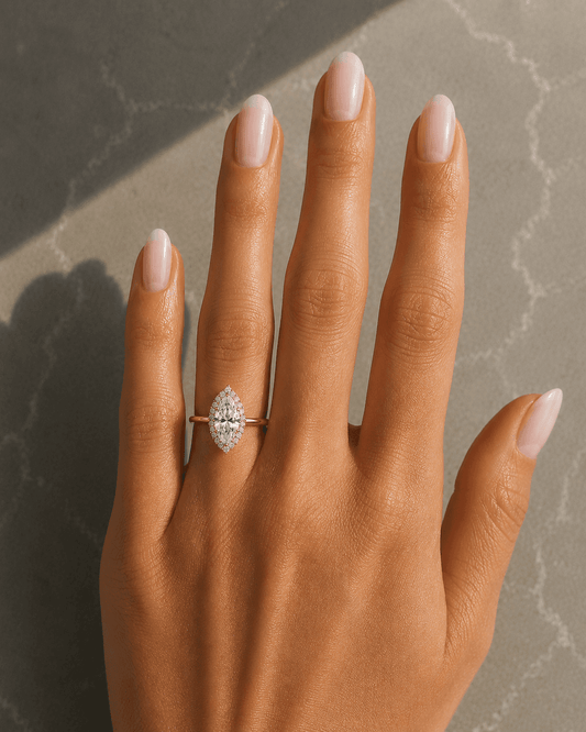 Sharon - Halo Marquise Lab Grown Diamond Engagement Ring