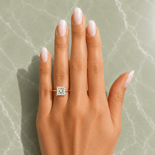 Mia - Princess Cut Hidden Halo Lab Grown Diamond Engagement Ring