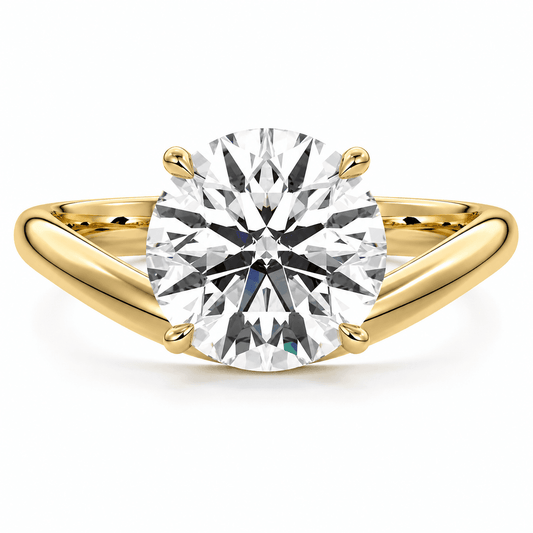 Esme - Unique Round Cut Curved Band Engagement Ring