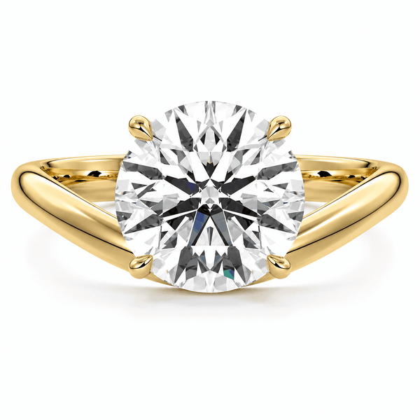 Esme - Unique Round Cut Curved Band Lab Grown Diamond Engagement Ring