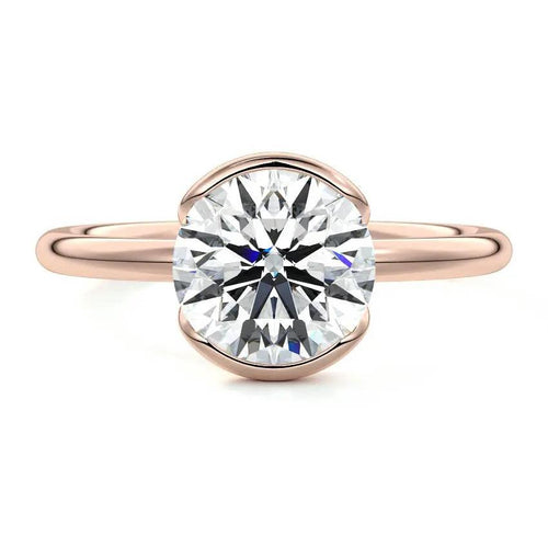 Mary Jay - Half Bezel Round Lab Grown Diamond Engagement Ring Raphana Jewellery