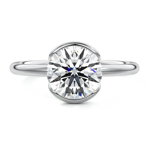 Mary Jay - Half Bezel Round Lab Grown Diamond Engagement Ring Raphana Jewellery