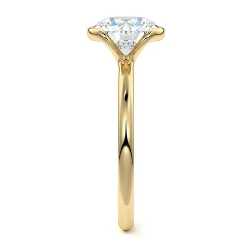 Modern half bezel setting lab grown diamond engagement ring side profile