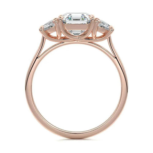 Laurie - Asscher Three Stone Lab Grown Diamond Engagement Ring Raphana Jewellery