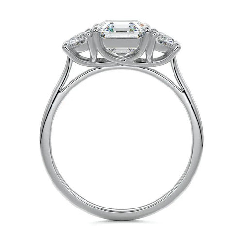 Laurie - Asscher Three Stone Lab Grown Diamond Engagement Ring Raphana Jewellery