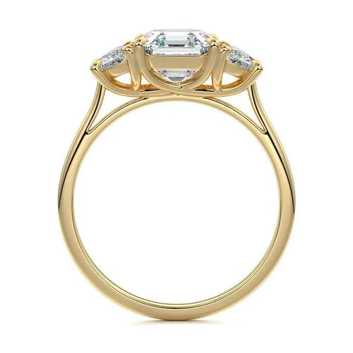 Laurie - Asscher Three Stone Lab Grown Diamond Engagement Ring Raphana Jewellery