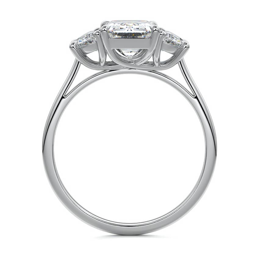 Talia - Three Stone Engagement Ring with Half-Moon Side Stones