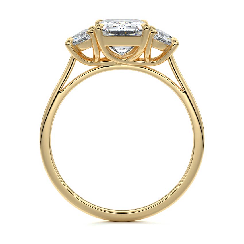 Talia - Three Stone Engagement Ring with Half-Moon Side Stones