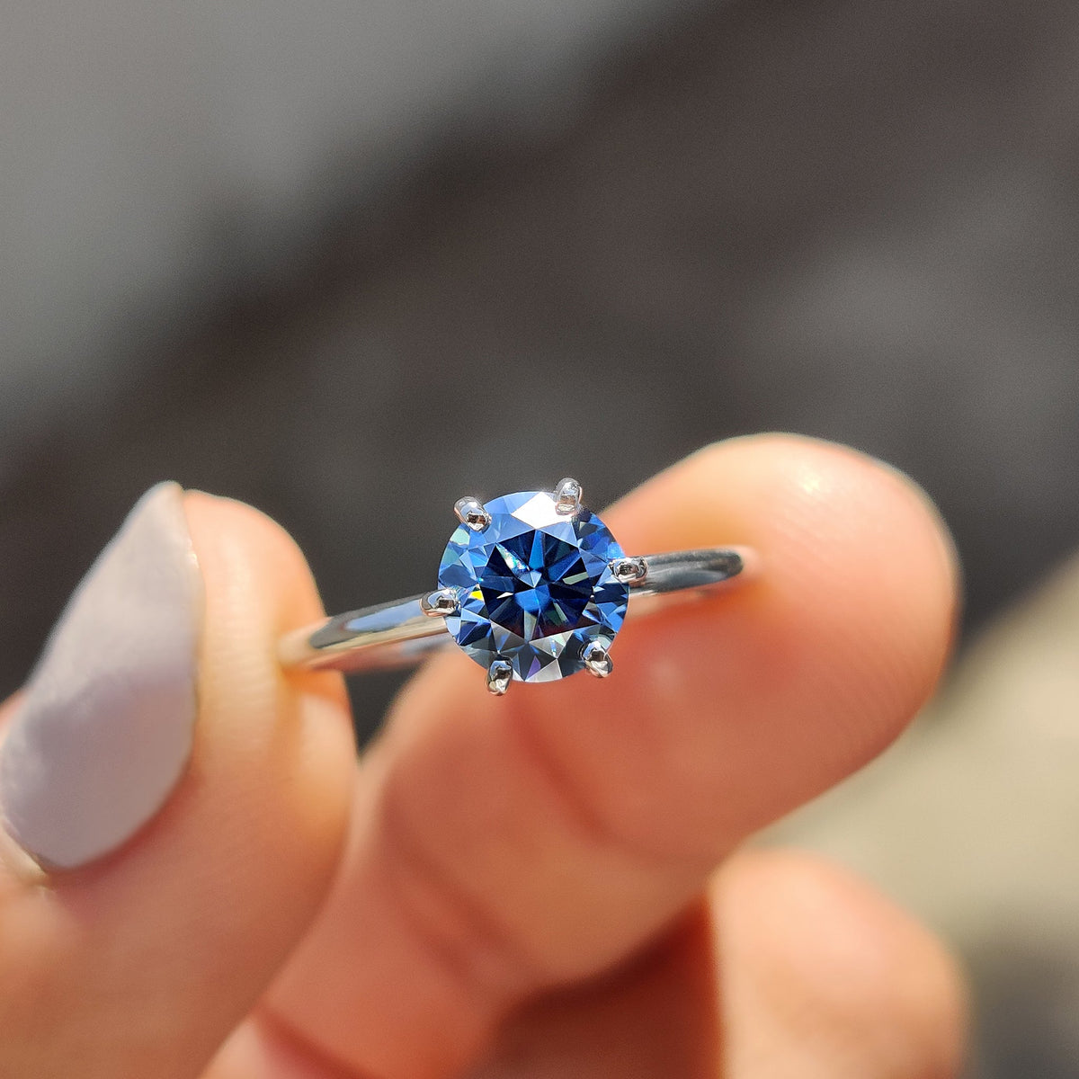 Juliette Sage - Royal Blue Ring In Simple Solitaire Style