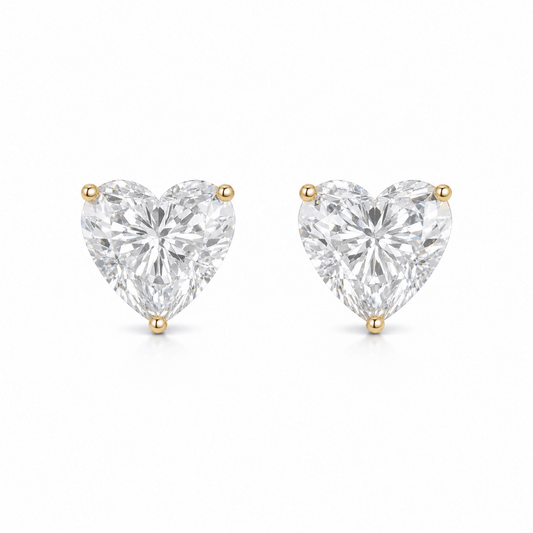 Jane - Heart Shape Stud Moissanite Earrings 14K Yellow Gold