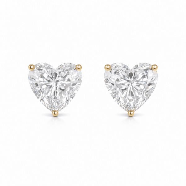 Jane - Heart Shape Stud Moissanite Earrings 14K Yellow Gold