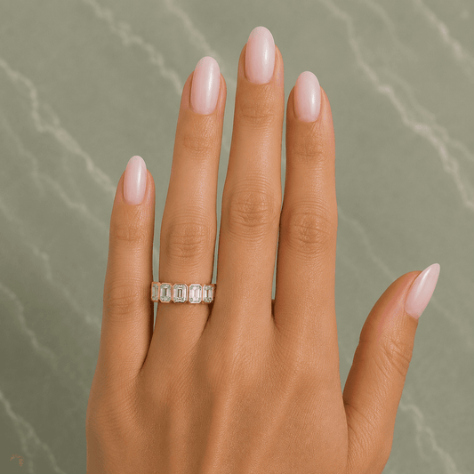 Nura - Half Eternity Bezel Emerald Cut Lab Grown Diamond Wedding Band