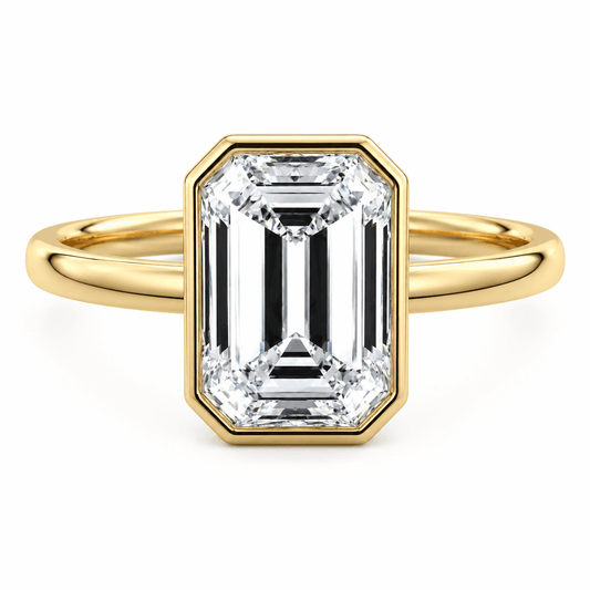 Scarlett - Bezel Emerald Cut Lab Grown Diamond Engagement Ring