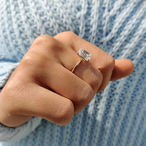 Rosamund Elise - Knife Edge Emerald Cut Solitaire Ring