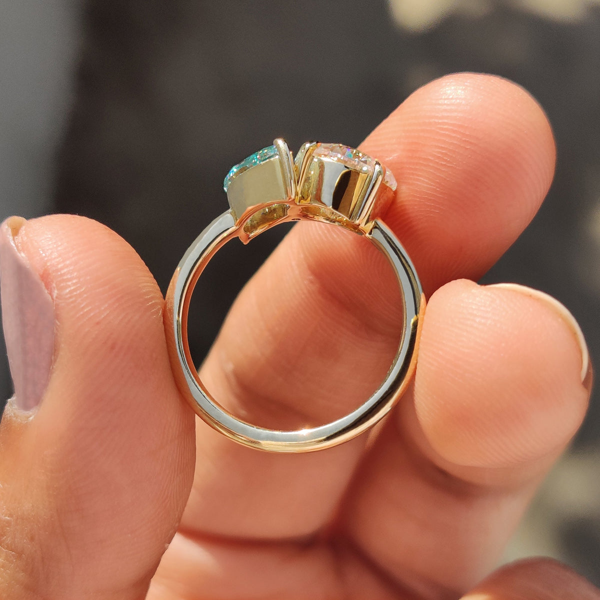 Florence Fleur - Three Stone Moissanite Ring In Marquise And Round Cut