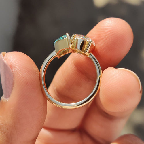 Florence Fleur - Three Stone Moissanite Ring In Marquise And Round Cut