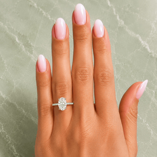 Barbara - Oval Shape Pavé Lab Grown Diamond Engagement Ring