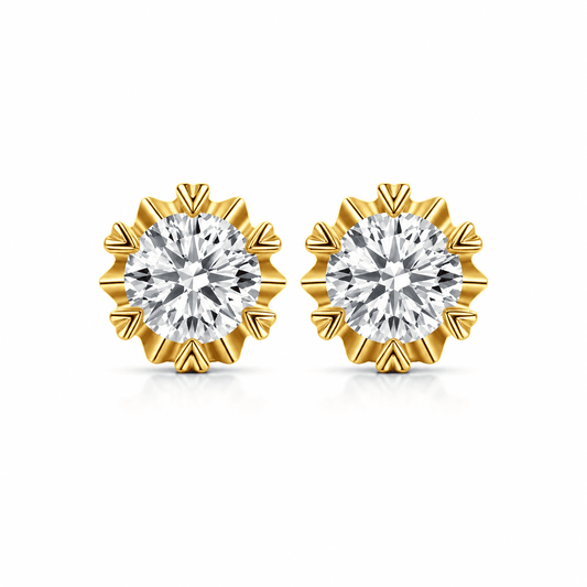 Tulip - Moissanite Stud Earrings 14K Yellow Gold
