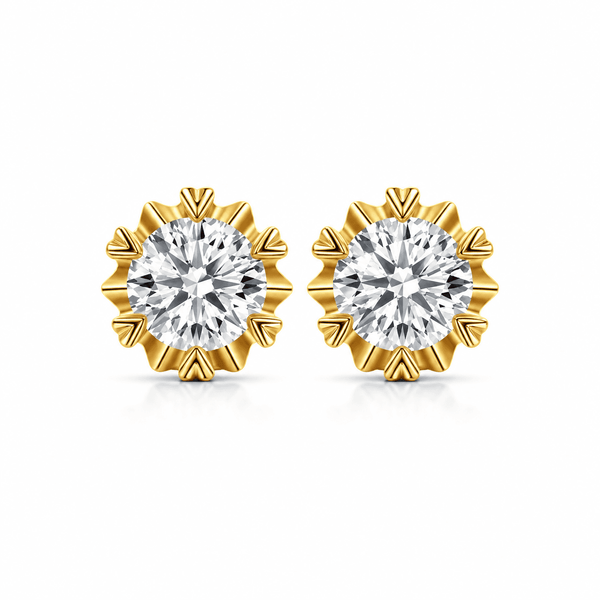 Tulip - Moissanite Stud Earrings 14K Yellow Gold