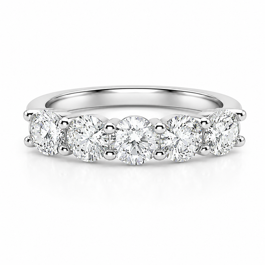 3 Carat Round 5-Stone Anniversary Band Ring