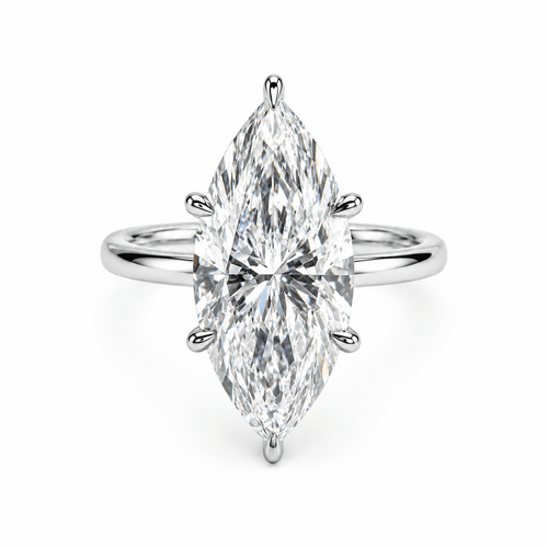 5 Carat Marquise Cut Solitaire Engagement Ring - Lab Grown Diamond in Platinum.