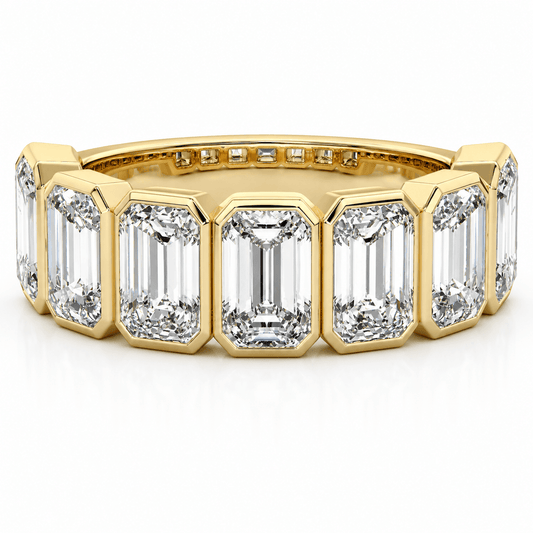 Nura - Half Eternity Bezel Emerald Cut Lab Grown Diamond Wedding Band